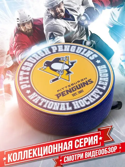 Шайба с принтом команды NHL на подставке Шайба хоккейная с принтом и подставкой