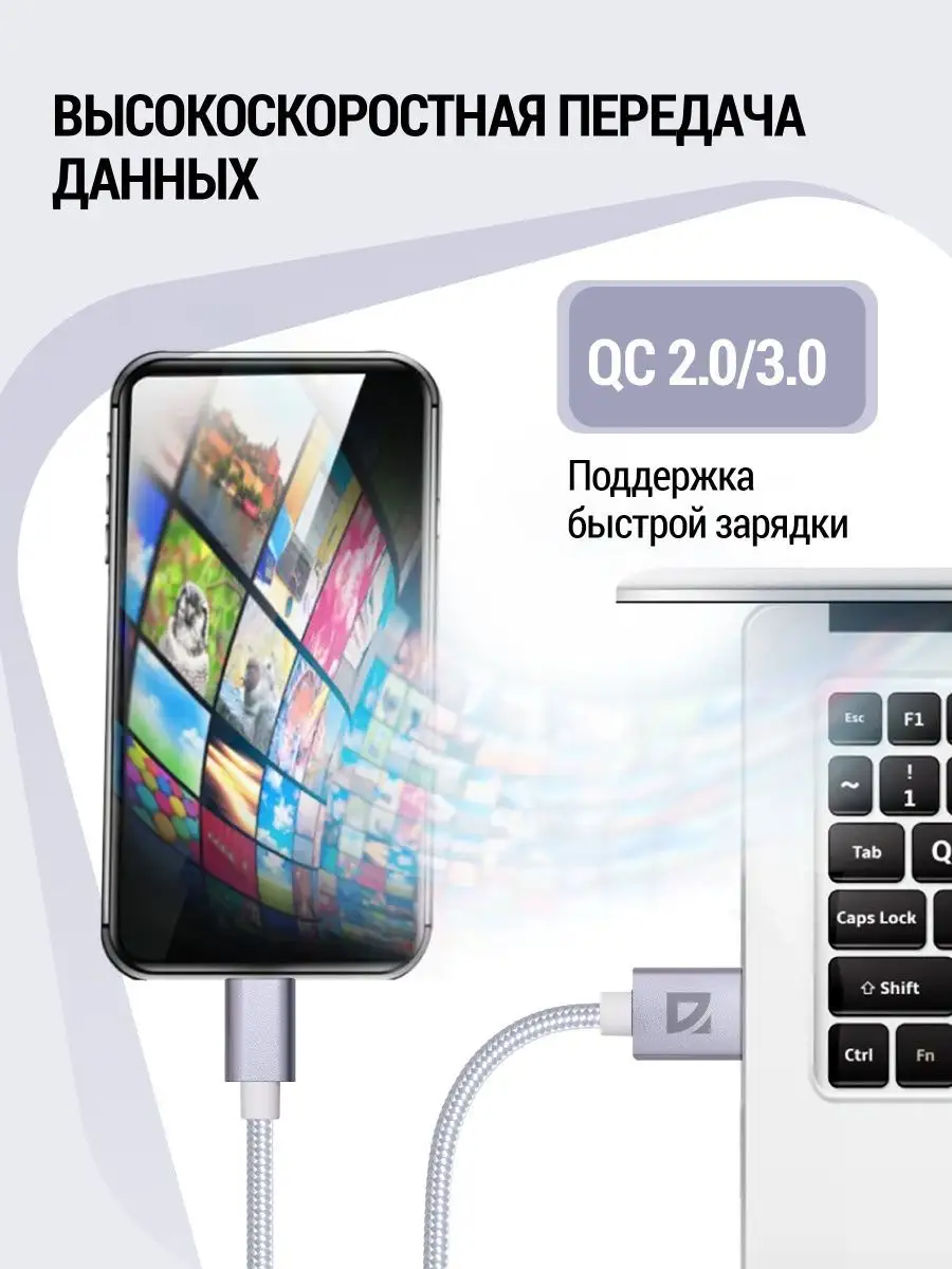 Кабель для зарядки телефона Micro USB с быстрой зарядкой Defender 123772073  купить в интернет-магазине Wildberries