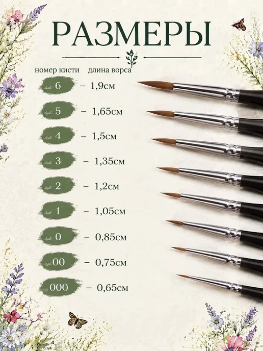Fanggu Кисти тонкие для рисования картин 6 шт, 9 шт, фото 7