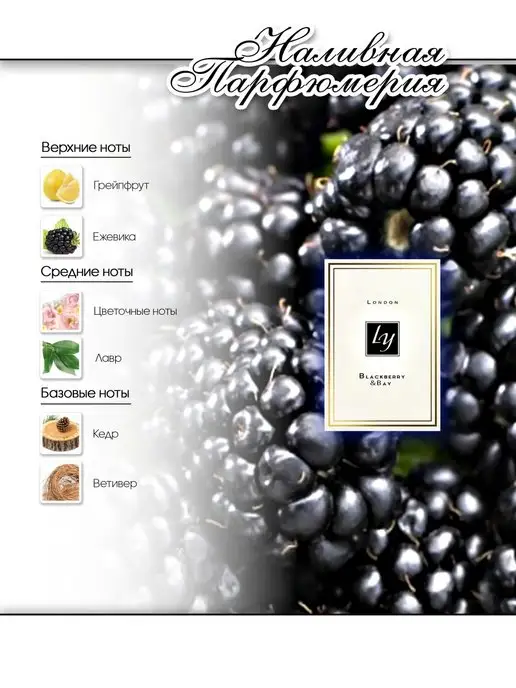 Lemontay 136 Духи blackberry bay. Миниатюра 55мл + пробник 3 мл, 55 мл, 3 мл, фото 3