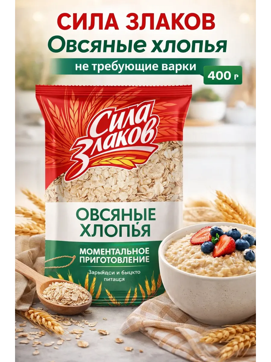 Овсяные хлопья не требующие варки 400 гр