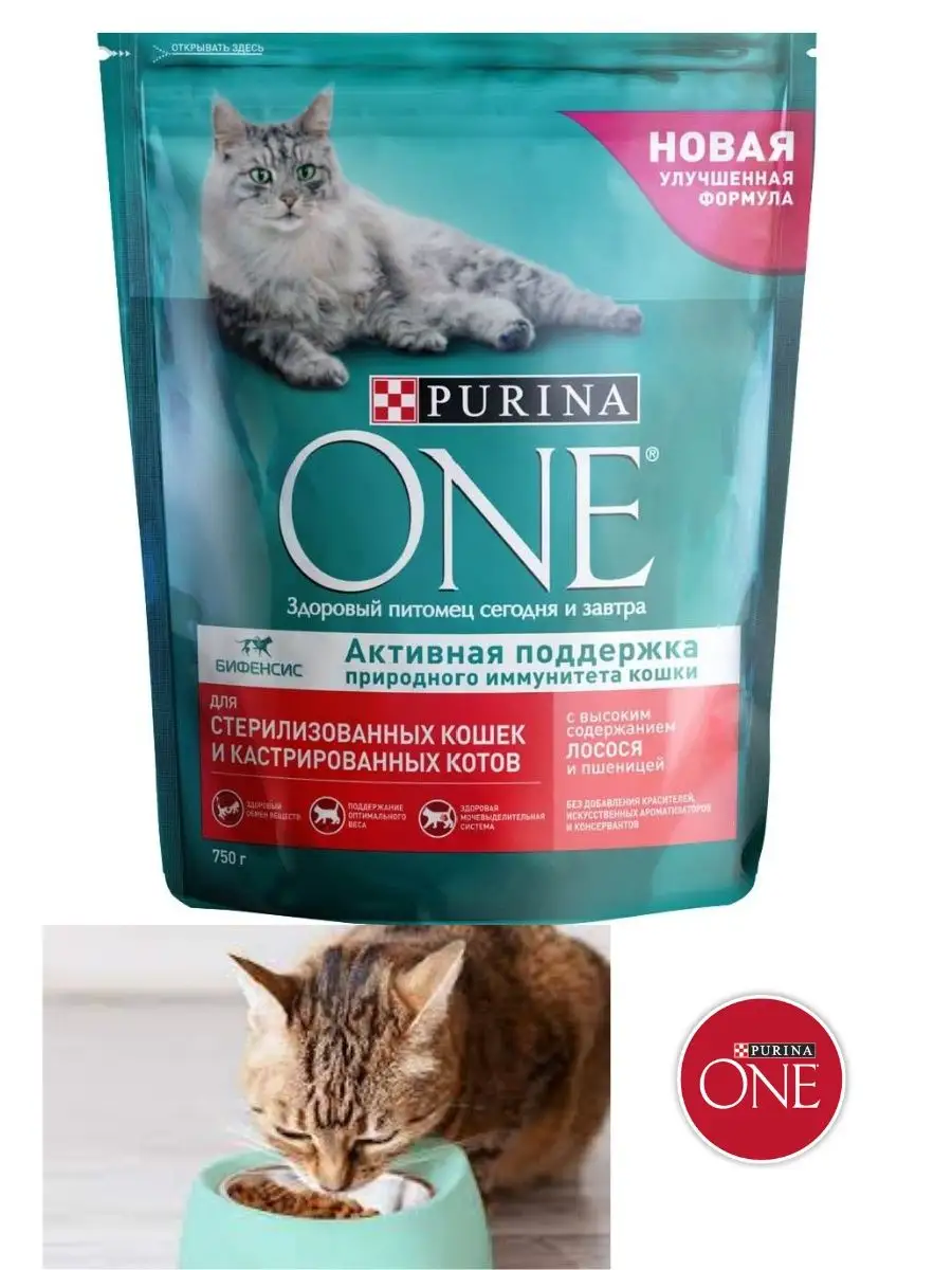 Сухой корм для кошек с 750 г PURINA ONE 123923609 купить в  интернет-магазине Wildberries