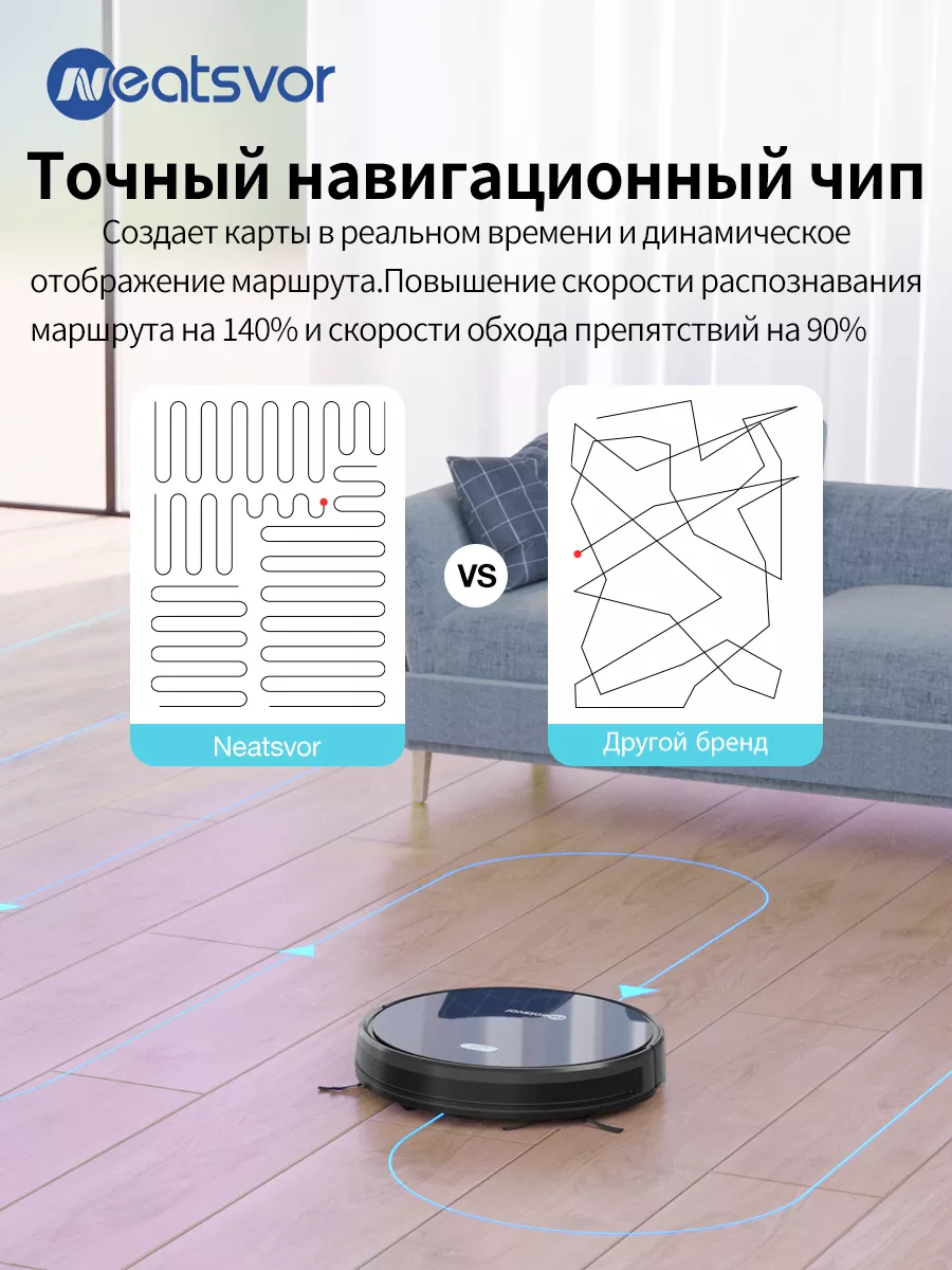 Робот пылесос Влажная и сухая уборка Русская озвучка Neatsvor 123967154  купить за 9 707 ₽ в интернет-магазине Wildberries