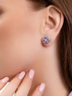 Серьги серебро 925 с камнями гвоздики с фианитом Teya jewelry 124033299 купить за 1 450 ₽ в интернет-магазине Wildberries