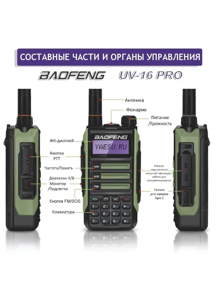 Рация UV-16PRO двухдиапазонная, влагозащитная 10W Type-C BAOFENG 124122953  купить за 1 999 ₽ в интернет-магазине Wildberries