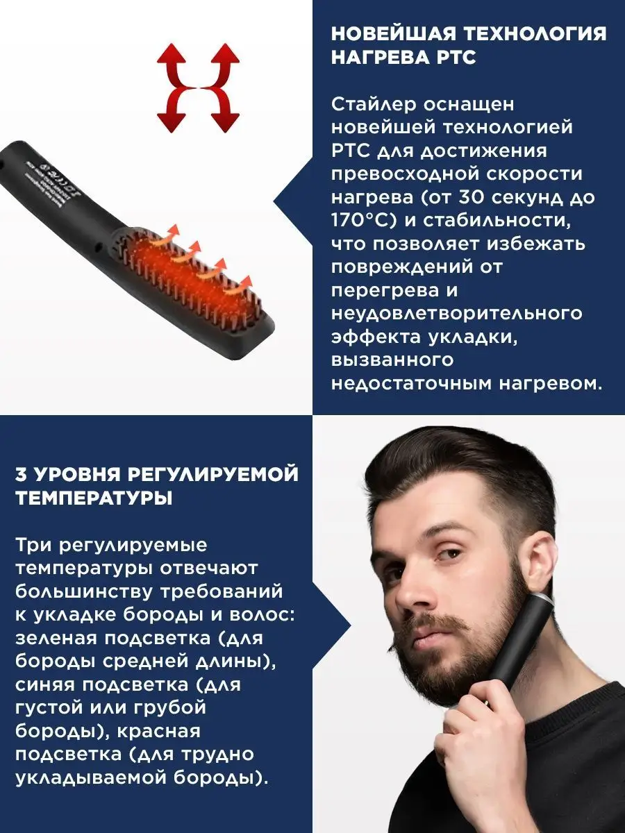 Расческа выпрямитель для бороды и волос Стайлер BEARD CARE 124445940 купить  в интернет-магазине Wildberries