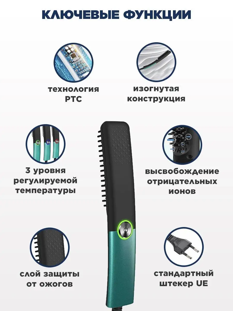 Расческа выпрямитель для бороды и волос Стайлер BEARD CARE 124445940 купить  в интернет-магазине Wildberries