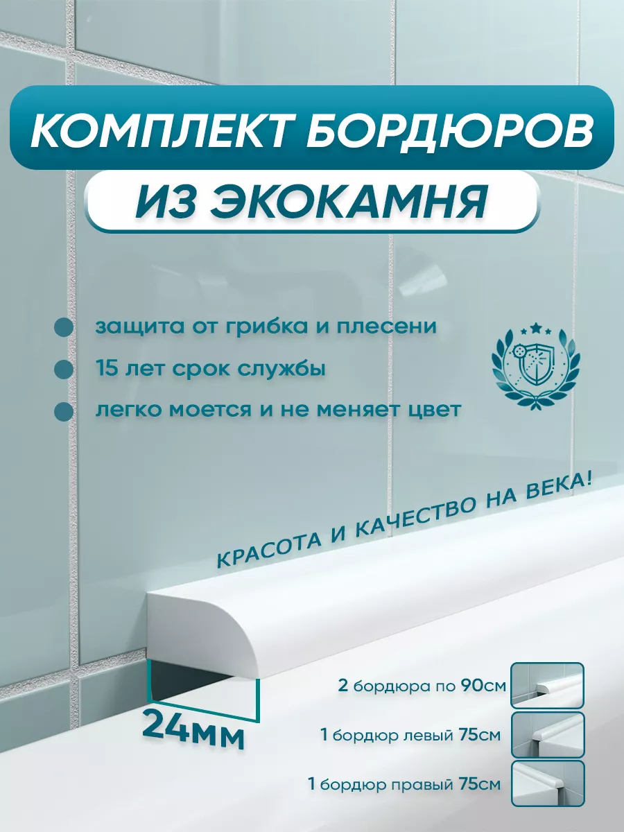 Комплект акриловых бордюров для ванны BNV ПШ24 BNV 124587397 купить за 3  108 ₽ в интернет-магазине Wildberries