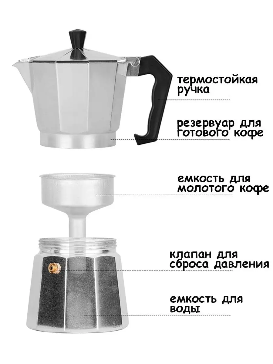 Гейзерная кофеварка 150 мл для дома и офиса CoffeyNik 125232774 купить в  интернет-магазине Wildberries