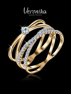 Кольцо серебро 925 двойное Veronika jewelry factory 125757123 купить за 1 687 ₽ в интернет-магазине Wildberries