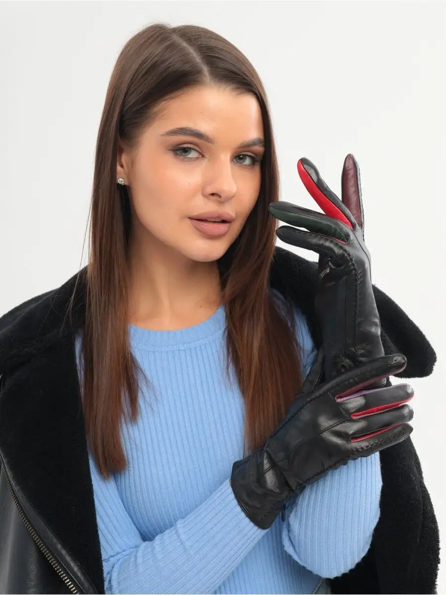 Черные кожаные перчатки для девушек Baldinini F2B102NAPP;0000