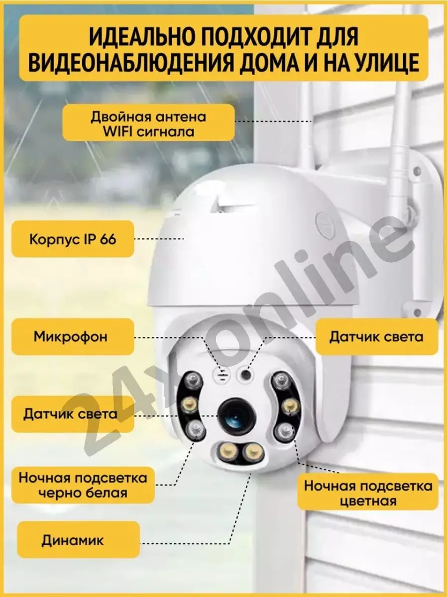 Камера видеонаблюдения Wi fi уличная поворотная V380 PRO Security cameras  127978943 купить за 3 355 ₽ в интернет-магазине Wildberries