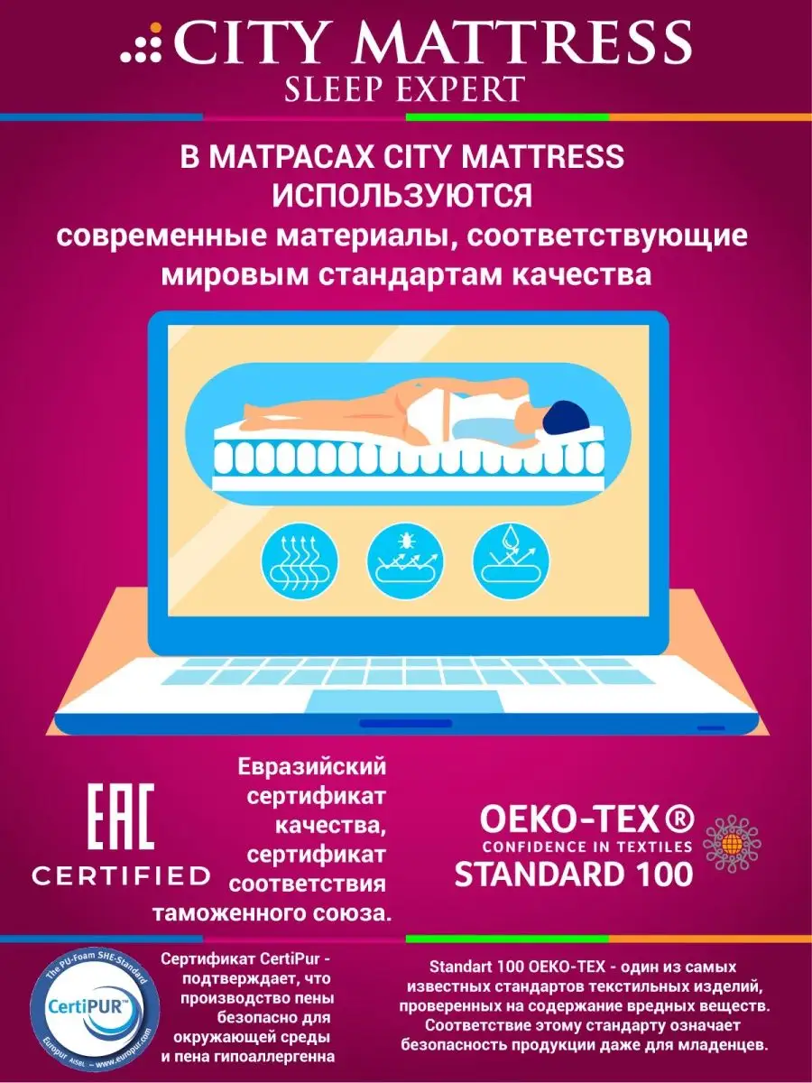 Матрас 160х200 см ортопедический беспружинный для сна CITY Mattress  128093764 купить за 9 844 ₽ в интернет-магазине Wildberries