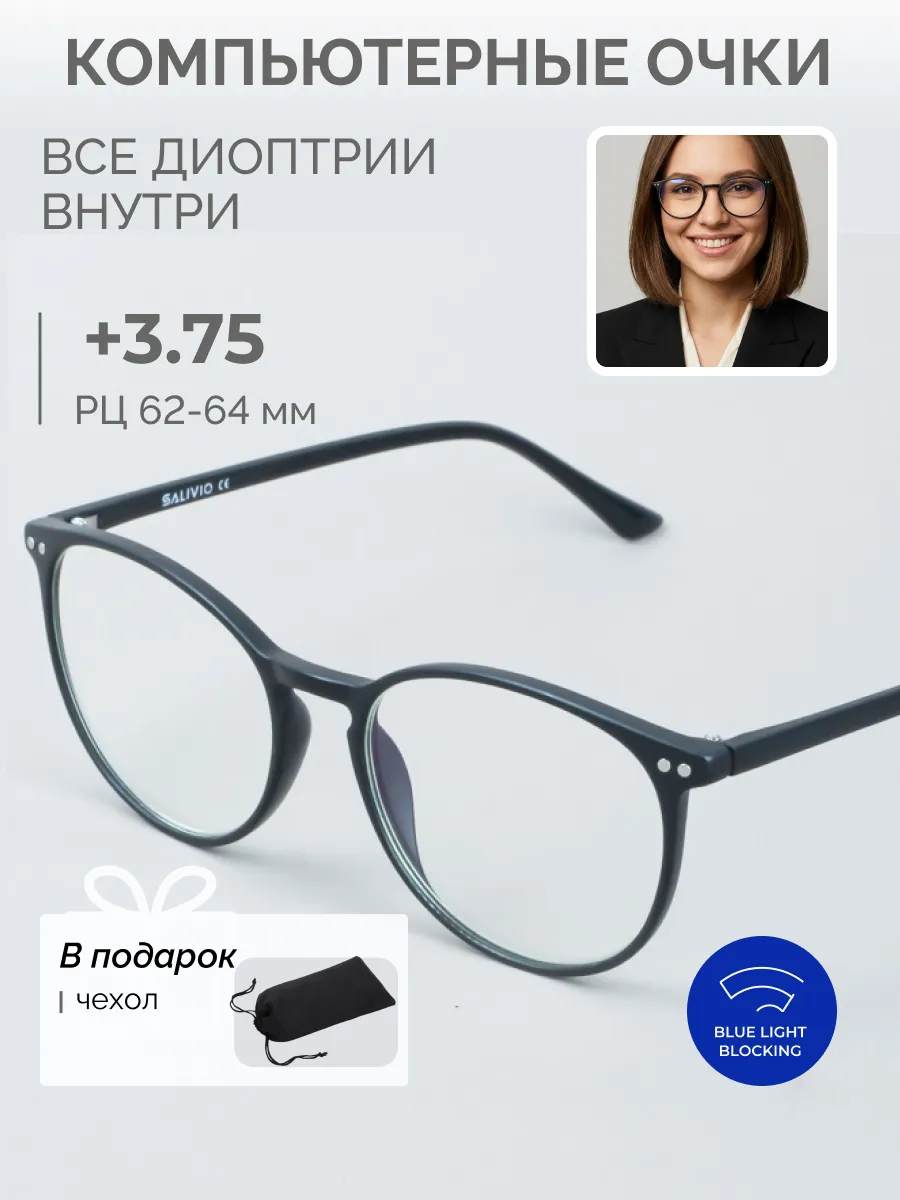 Очки для зрения женские круглые компьютерные