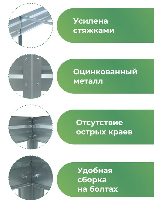 По Уму Грядка оцинкованная 3 м для сада и огорода, 1,0х3,0х0,15 м, 0.65x2.0x0.15 м, 2 м, фото 3