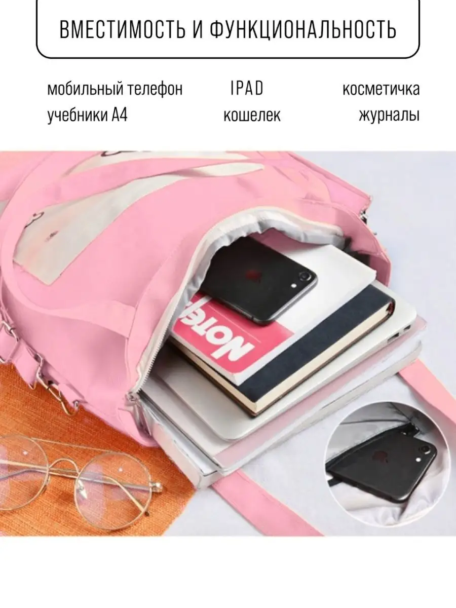 Сумка шоппер женская на молнии для девочки шопер розовый SHOPBAGS4U  128995425 купить за 1 006 ₽ в интернет-магазине Wildberries