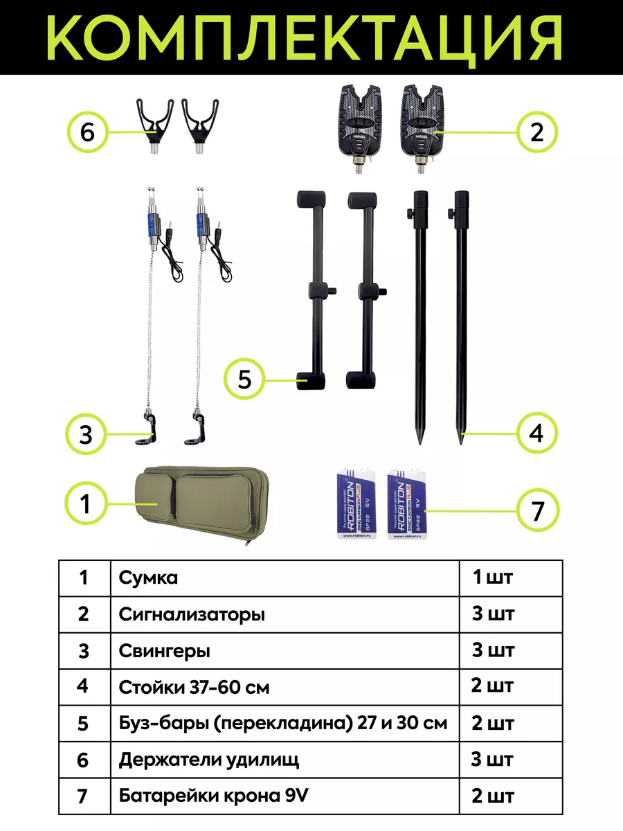 HIRISI Набор сигнализаторов клева со стойками и свингерами