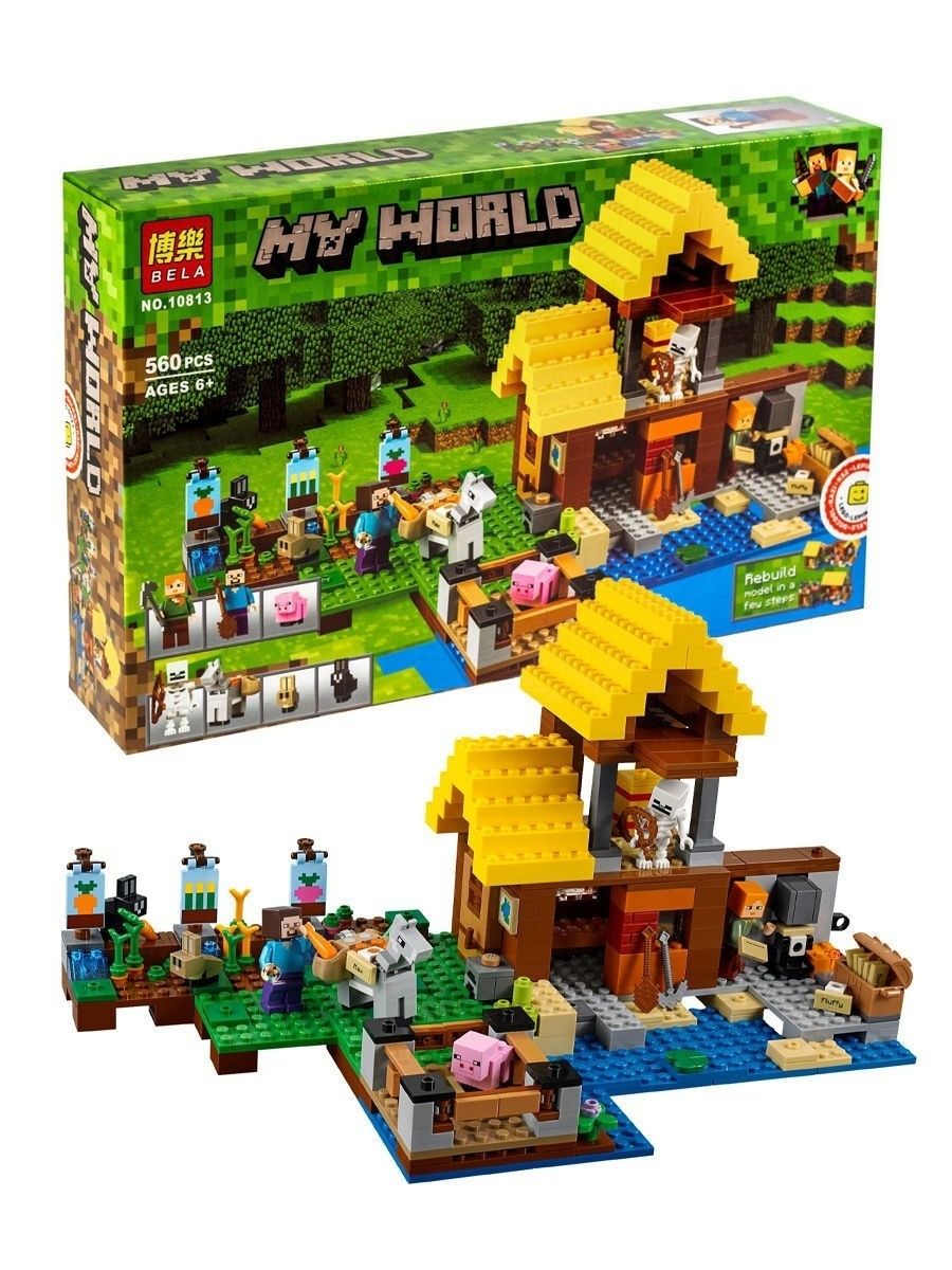 Конструктор World Minecraft Фермерский коттедж аналог LEGO LEGO 130153658  купить за 2 640 ₽ в интернет-магазине Wildberries