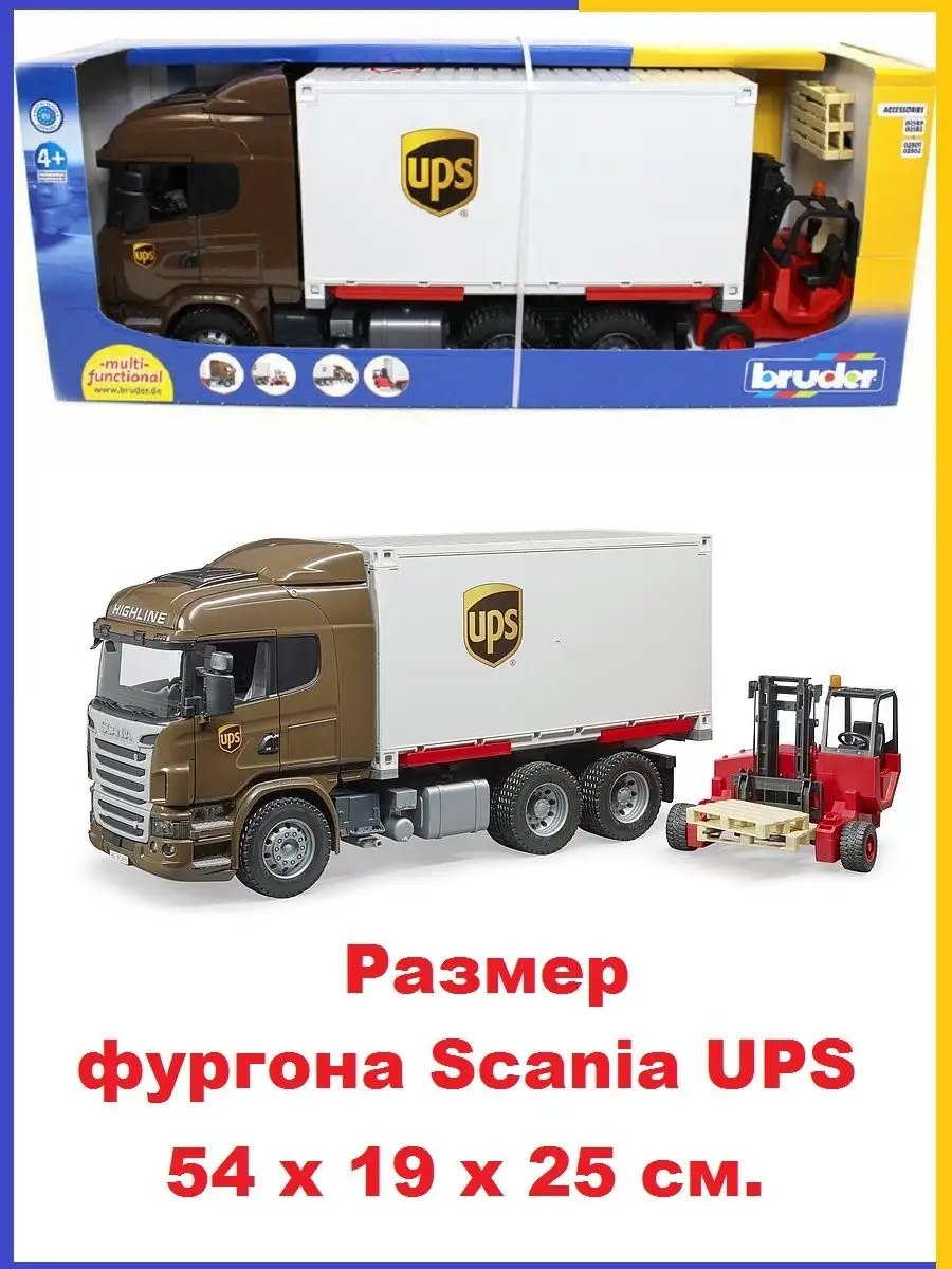 Логистический фургон UPS Scania с погрузчиком Bruder 03581 Bruder 130167804  купить за 11 544 ₽ в интернет-магазине Wildberries