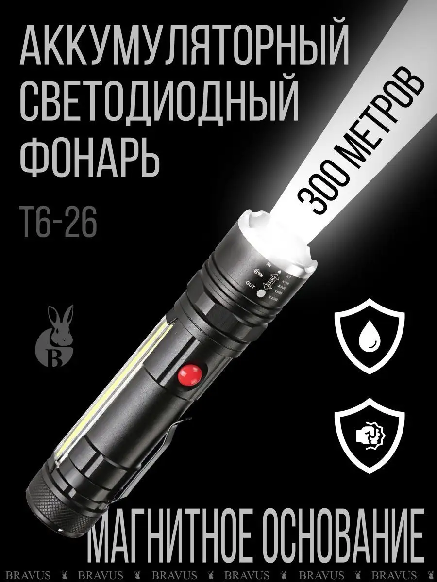 Фонарь светодиодный аккумуляторный магнитный