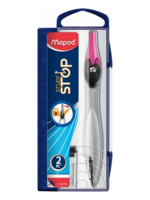 MAPED Циркуль школьный с фиксацией штанг, розовый, фото 5